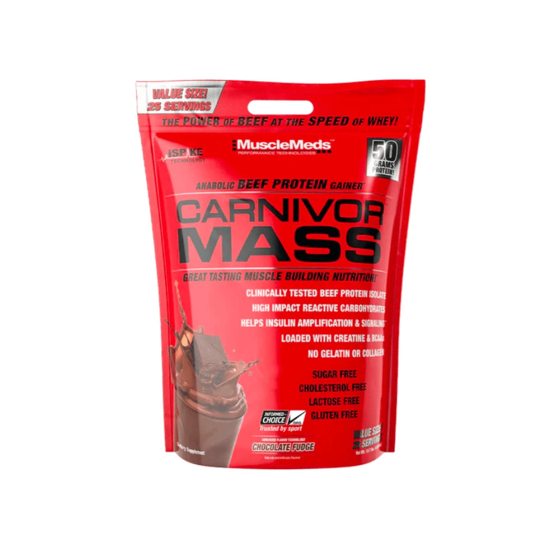MuscleMeds Carnivor Mass Gainer 10lbs – Beef Protein Weight Gainer Supplement
Carnivor Mass Gainer 10 lb – High Calorie Muscle Building Formula
MuscleMeds Carnivor 10lbs mass gainer for weight gain and muscle size