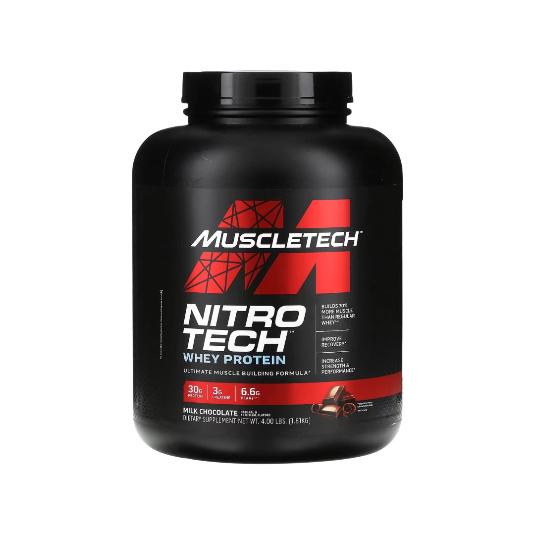 MuscleTech Nitro-Tech Whey Protein 4lbs original protein supplement for muscle growth
Nitro-Tech Whey Protein 4lbs for lean muscle and recovery
MuscleTech whey protein isolate and peptides 4lbs