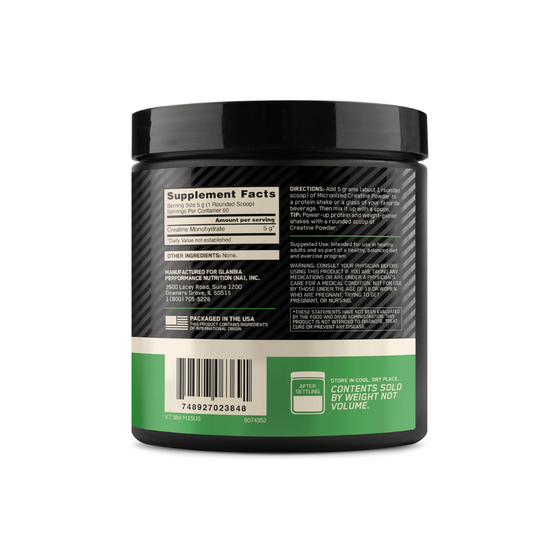 Optimum Nutrition Micronized Creatine Monohydrate 60 Servings