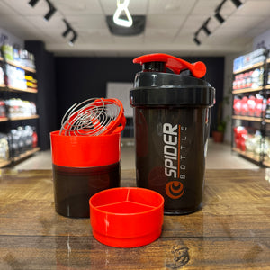 Spider Shaker Bottle with Mixing Spring & Storage